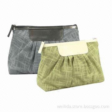 Linen Cosmetic Bags with frills front and back